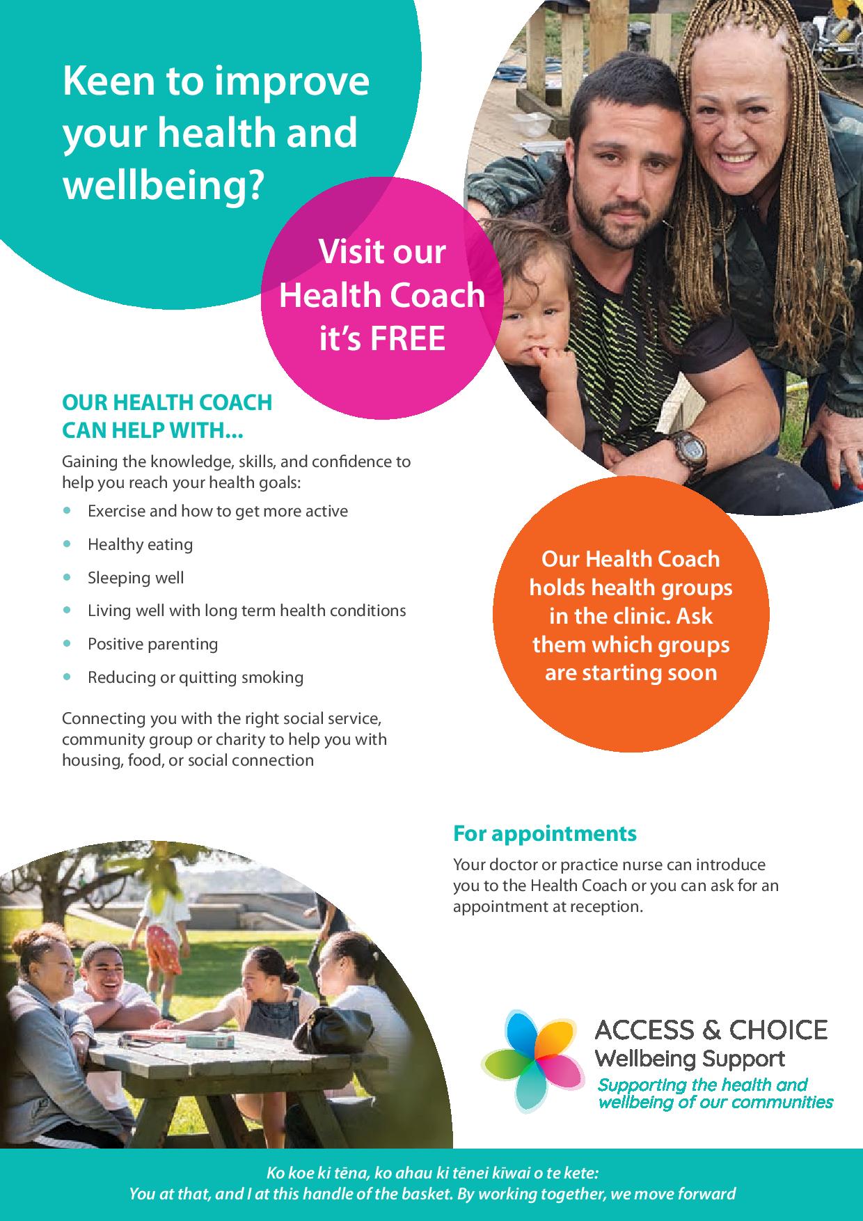 Health coaching available Upper Hutt Health Centre